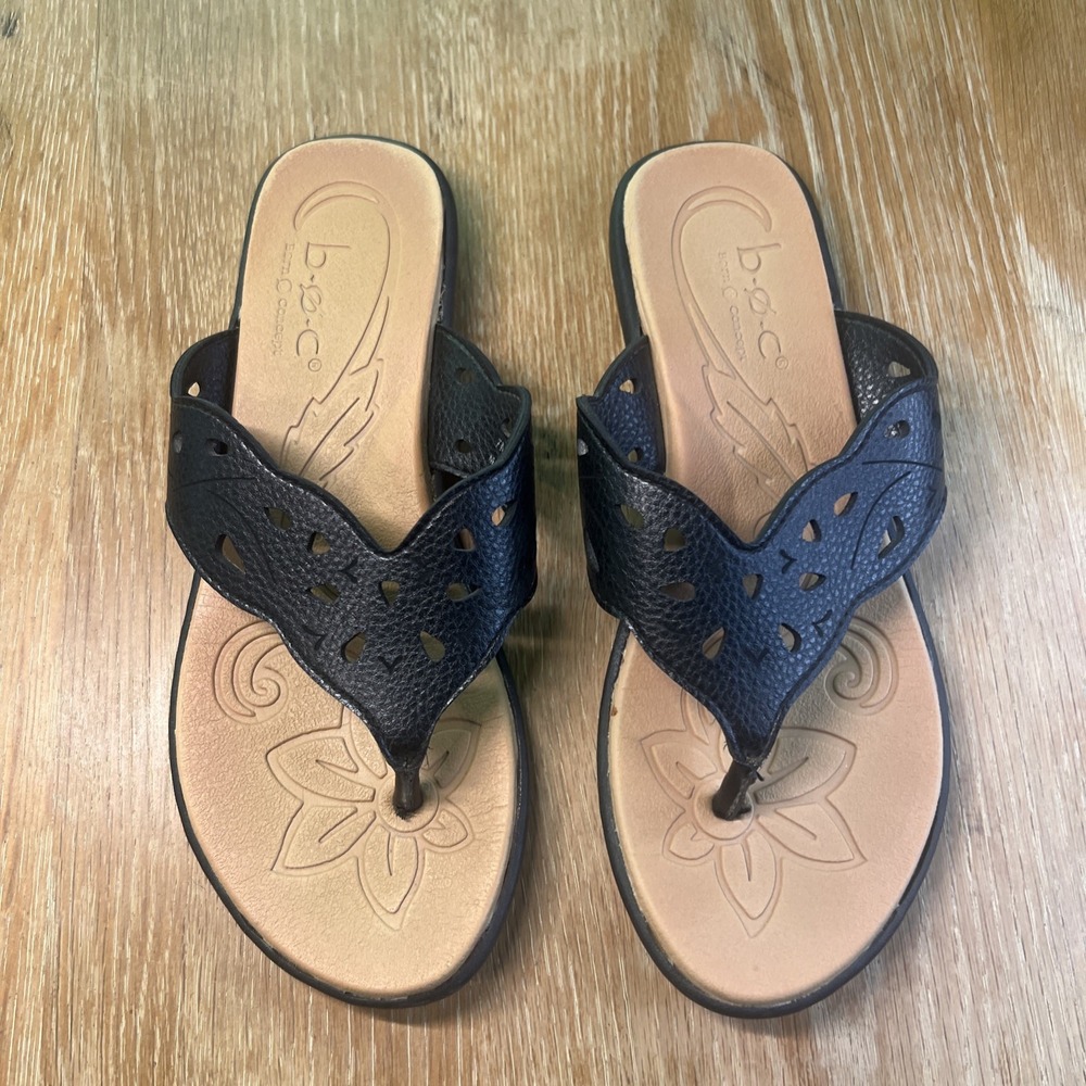 B.O.C. Born Womens Sandals 7 M‎ Black Slip On Flip Flop Slide Comfort